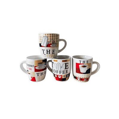 Кружка 260мл фрф Coffee микс 4 дизайна ОБЩЕПИТ 6/48