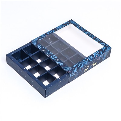 Коробка под 16 конфет «Новогодняя», 17.5×17.5×3.5 см