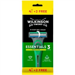 Станок для бритья одноразовый Schick (Wilkinson Sword) ESSENTIALS-3 Sensitive/ EXTRA-3 Sensitive (4+2шт.)
