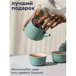 Набор для чайной церемонии «Хасима», 9 предметов, на 4 персоны, чашка 40 мл, чайник 200 мл, керамика, бирюзовый