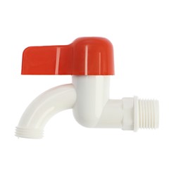 Кран водоразборный ZEIN, 1/2", плоская красная ручка, PP, кран-букса, белый