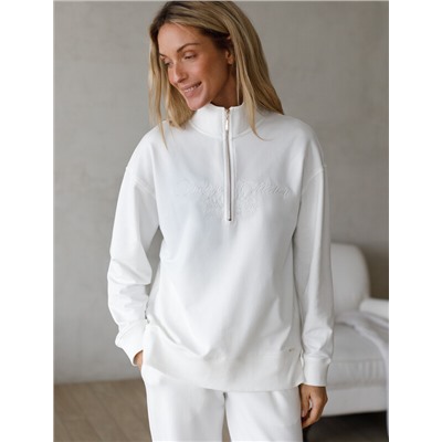 Джемпер с воротом на молнии из петельчатого футера двухнитки с эластаном