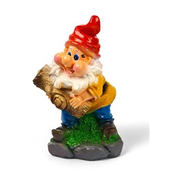 Садовая фигура из гипса «Гном с бревном», 37×19×23 см