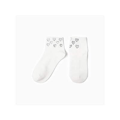 Носки женские KAFTAN «Сердечки», размер 36-39 (23-25 см), белые