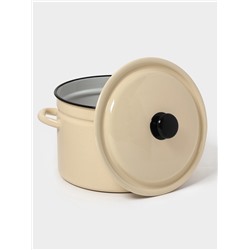 Кастрюля эмалированная, 8 л, d=26.5 см, с крышкой, без декора, цвет слоновой кости