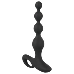 Черная анальная цепочка с вибрацией Rechargeable Anal Beads - 20 см.