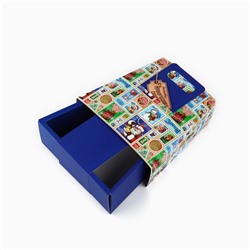 Коробка подарочная новогодняя складная с ручками «С новым годом» 23×8×32 см