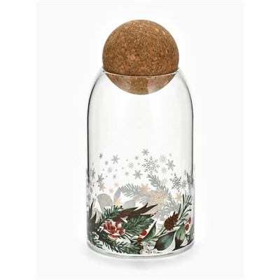 Банка новогодняя стеклянная для сыпучих продуктов «Зимние истории», 800 мл