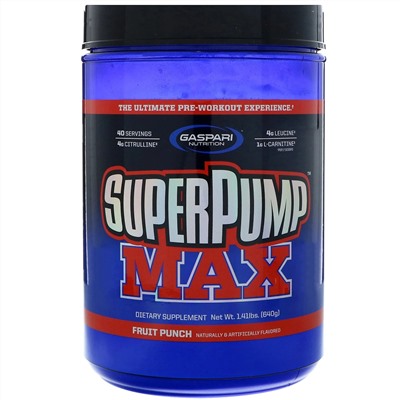 Gaspari Nutrition, SuperPump Max, Fruit Punch Blast, 1.41 lbs (640 g)