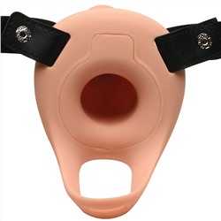Телесный полый страпон на черных регулируемых ремешках 2’’ Erection Smooth Silicone Penis Sheath