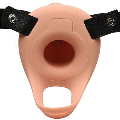 Телесный полый страпон на черных регулируемых ремешках 2’’ Erection Smooth Silicone Penis Sheath