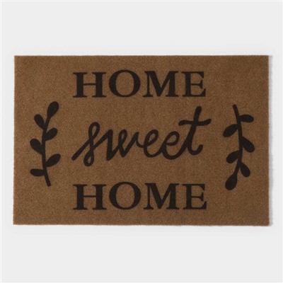 Коврик придверный Доляна Sweet Home, без окантовки, влаговпитывающий, 40×60 см, коричневый