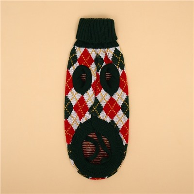 Свитер для животных «Шахматы», размер XL, ДС 34, ОШ 34, ОГ 32-51 см, зелёный