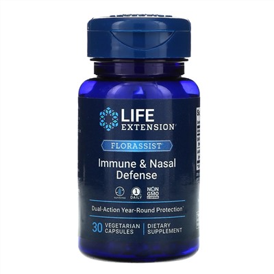 Life Extension, FLORASSIST, иммунная защита и легкое дыхание, 30 вегетарианских капсул