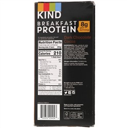 KIND Bars, Протеин для завтрака, темный шоколад, какао, 8 упаковок по 2 батончика, по 1,76 унции (50 г) каждый