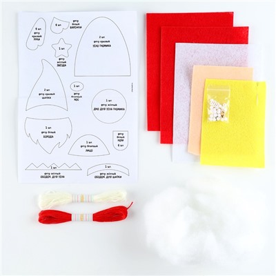 Игрушка из фетра своими руками на новый год «Красный гномик», набор для творчества