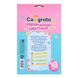 УЦЕНКА Карандаши Calligrata «Принцесса», цветные, 18 цветов, трёхгранные, деревянные