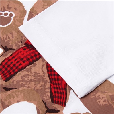 Пижама для девочки новогодняя (футболка, шорты) KAFTAN Christmas time, размер 30 (98-104 см), бело-красная