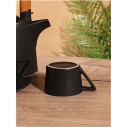 Набор для чаепития «Старинный обычай», чайник, 2 чайные пары, керамика, чёрный