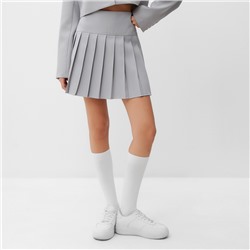 Юбка мини в складку женская MIST Base, размер 46, серая
