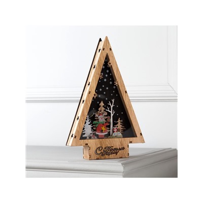 Светодиодная фигура «Новогодний олень» 19×30×4.5 см, дерево, батарейки АААх2 (не в комплекте), свечение тёплое белое