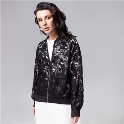 Бомбер , расшитый пайетками, Секрет смелости (чёрный)