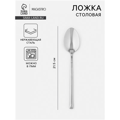 Столовая ложка Magistro Line, длина 21.5 см, нержавеющая сталь, серебристая