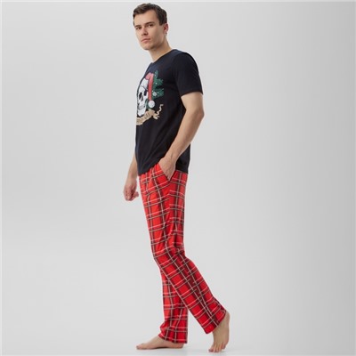 Пижама мужская (футболка, брюки) KAFTAN «Череп», чёрная, размер 56