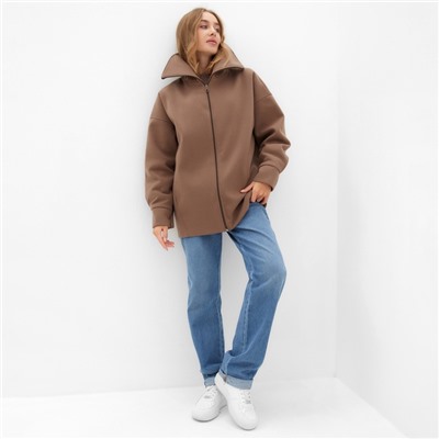 Жакет женский демисезонный MINAKU: Casual Collection, бежевый, размер 46