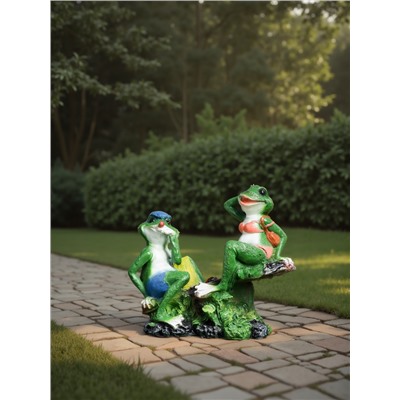 Садовая фигура из полистоуна «Лягушки на качелях», 37×17×38 см