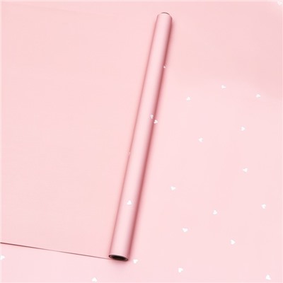 Пленка для цветов, 57 см × 10 м, «Сердечки», нежно-персиковая, 65 мкм