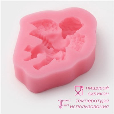 Молд для заливки Доляна «Ангел с гармошкой», силикон, 9×7.4×2 см, розовый