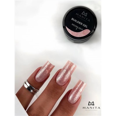 MANITA Гель моделирующий для ногтей с хлопьями юки / Builder Gel Moonlight №03, 15 мл 28226