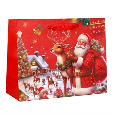 Пакет подарочный Новый год 23х18х9 / 1655-1 /уп 12/720/210г/м2
