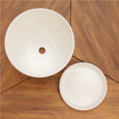 Горшок для цветов «Колор гейм», керамический, с поддоном, 8.9 л, белый