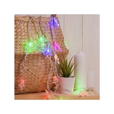 Гирлянда «Нить» 5 м с насадками «Звезда средняя», IP20, прозрачная нить, 20 LED, свечение мульти (RG/RB), мигание, 220 В