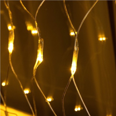 Гирлянда «Сеть» 1.2×1.5 м, IP44, УМС, прозрачная нить, 36 LED, свечение тёплое белое, мерцание белым 24 В