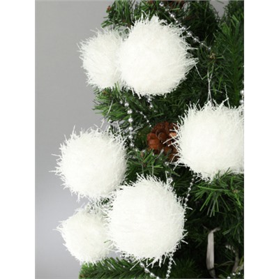 Новогоднее украшение Шары 6 штук 7 см / WF-208 /уп 72/белые