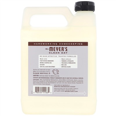 Mrs. Meyers Clean Day, жидкое мыло для рук, сменный блок, с запахом лаванды, 975 мл (33 жидк. унции)