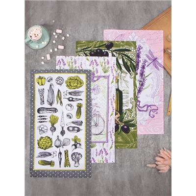 Набор кухонных полотенец Доляна «Прованс», 35×60 см-4 шт., 100% хлопок