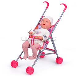 Коляска-трость для кукол, прогулочная, цвет розовый
