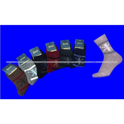 Зувей носки женские ангора внутри махра Снежинки