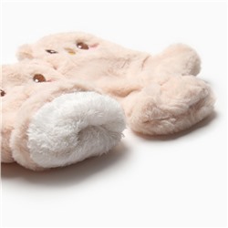 Варежки - митенки женские MINAKU «Мишка», размер 24 см, бежевые