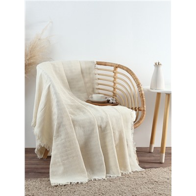 Плед с бахромой «Этель» Warm evening, 130×180 см, жаккард