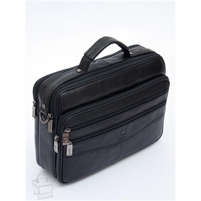 Портфель мужской кожаный 7807-4 black Fuzhinino в Новосибирске