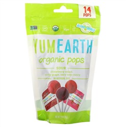 YumEarth, Органические кислые леденцы, ассорти вкусов, 14 леденцов, 85 г (3 унции)