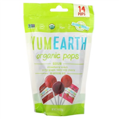 YumEarth, Органические кислые леденцы, ассорти вкусов, 14 леденцов, 85 г (3 унции)