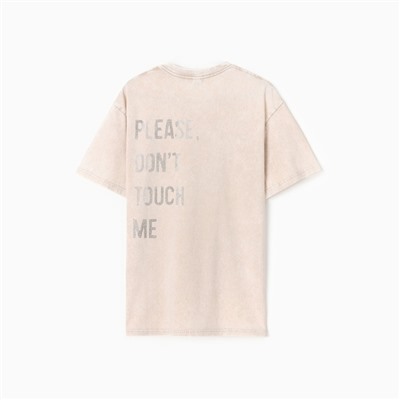 Футболка женская из вареного хлопка Mist Don't touch me, размер 42-44, цвет молочный