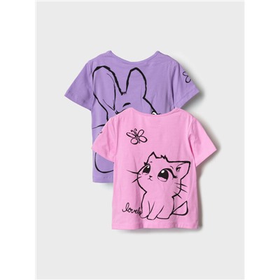 Фуфайка трикотажная для девочек (футболка), 2 шт в комплекте