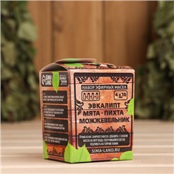 Набор эфирных масел 10 мл «В бане и душа отдыхает» пихта, эвкалипт, можжевельник, мята
